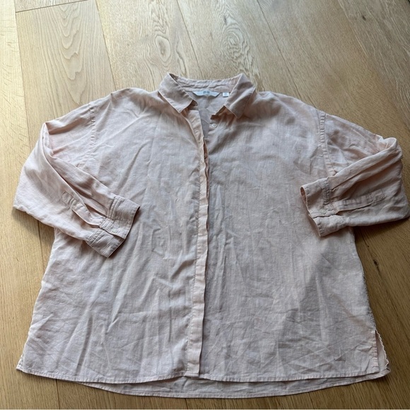Uniqlo Linen Blend 3/4 Sleeve Pink Shirt  - XS - Picture 4 of 11